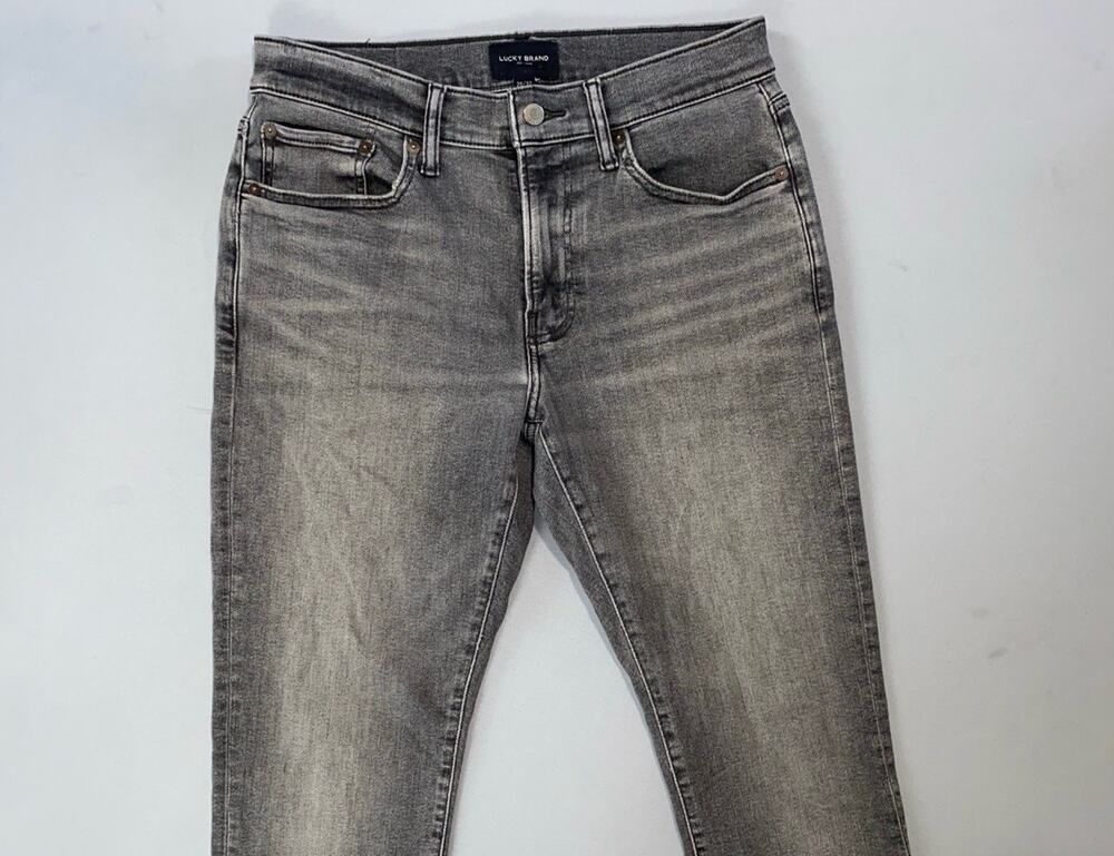 Lucky Brand 410 Athletic Straight 5-Pocket Stretch Denim Jeans. Gray, Mens 29X31